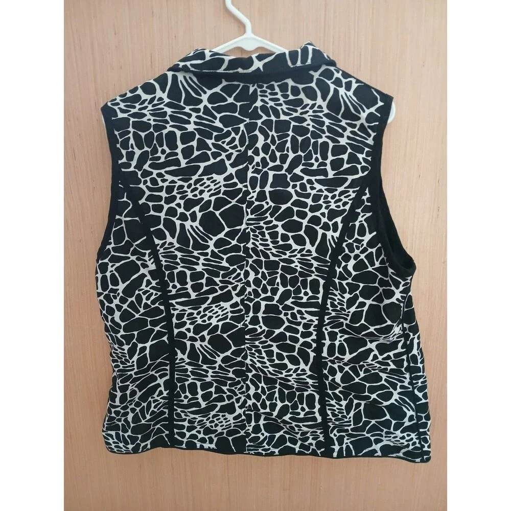 Women's Cow Print Vest Zip Up Front Pockets Collared - Picture 5 of 7